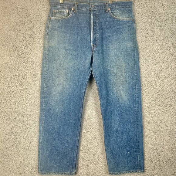 Vintage 80s 90s Classic Levis 501 Blue Jeans Mens 36-28 Denim Pants USA Button - Picture 1 of 7